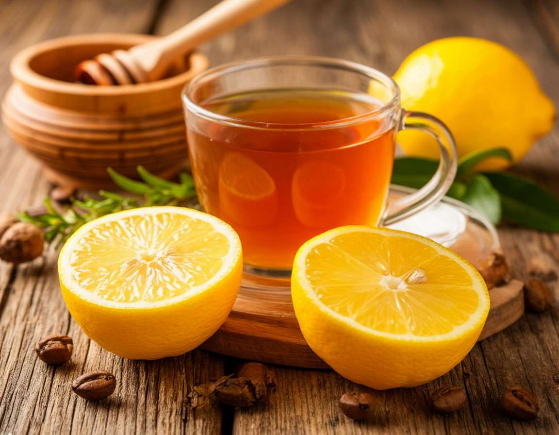 Мёд и лимон с чаем